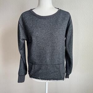 Jet by John Eshaya Black Shimmer Metallic Pullover Sweatshirt Women's S Pocket